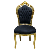 Scaun dining clasic baroc cadru auriu / tapiterie neagra